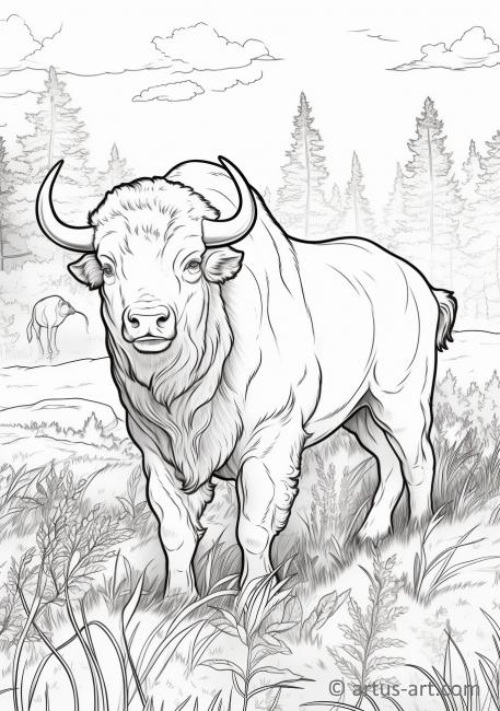 Buffalo Coloring Page For Kids